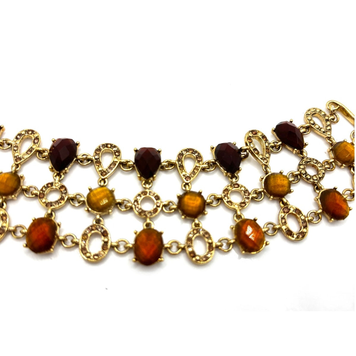 LIZ CLAIBORNE Vintage Amber Jeweled Multi Strand Toggle Bracelet