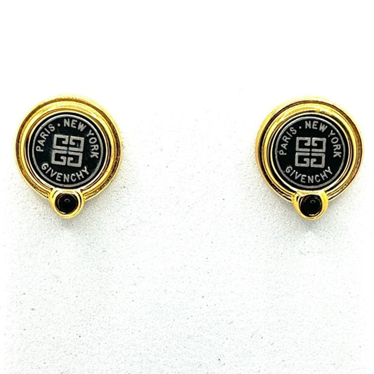 GIVENCHY Paris New York Vintage 1980s Two-Tone Lapis Logo Earrings