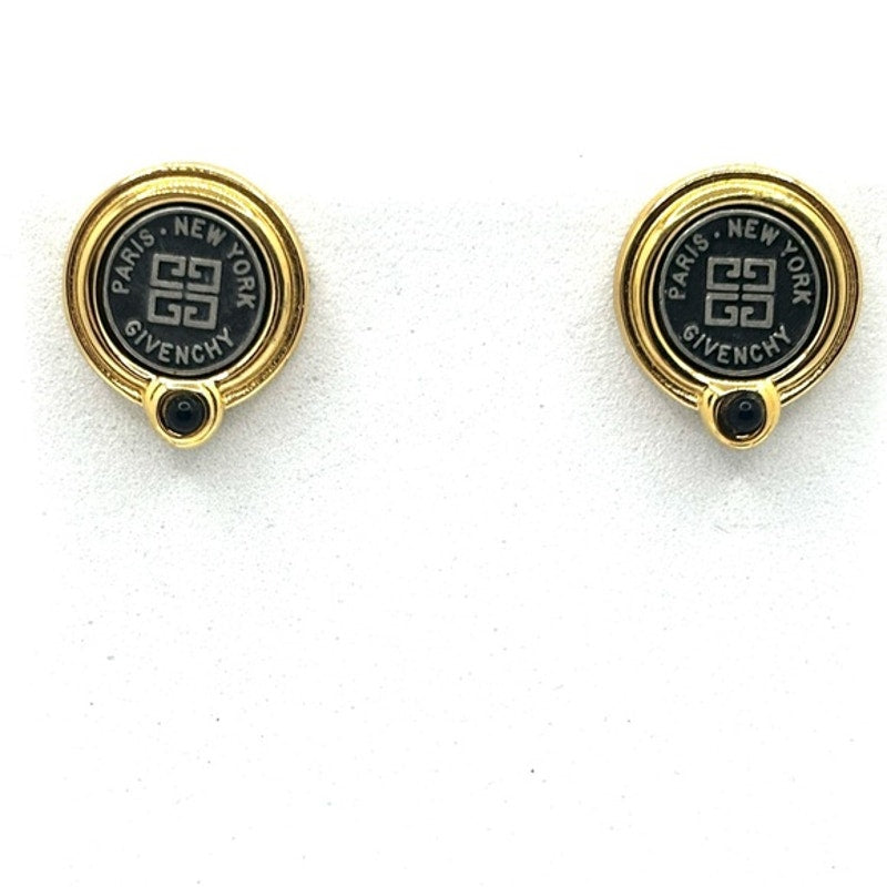 GIVENCHY Paris New York Vintage 1980s Two-Tone Lapis Logo Earrings