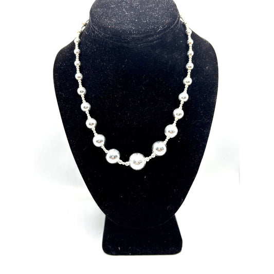 Vintage Women's Sterling Silver Graduated Ball Necklace