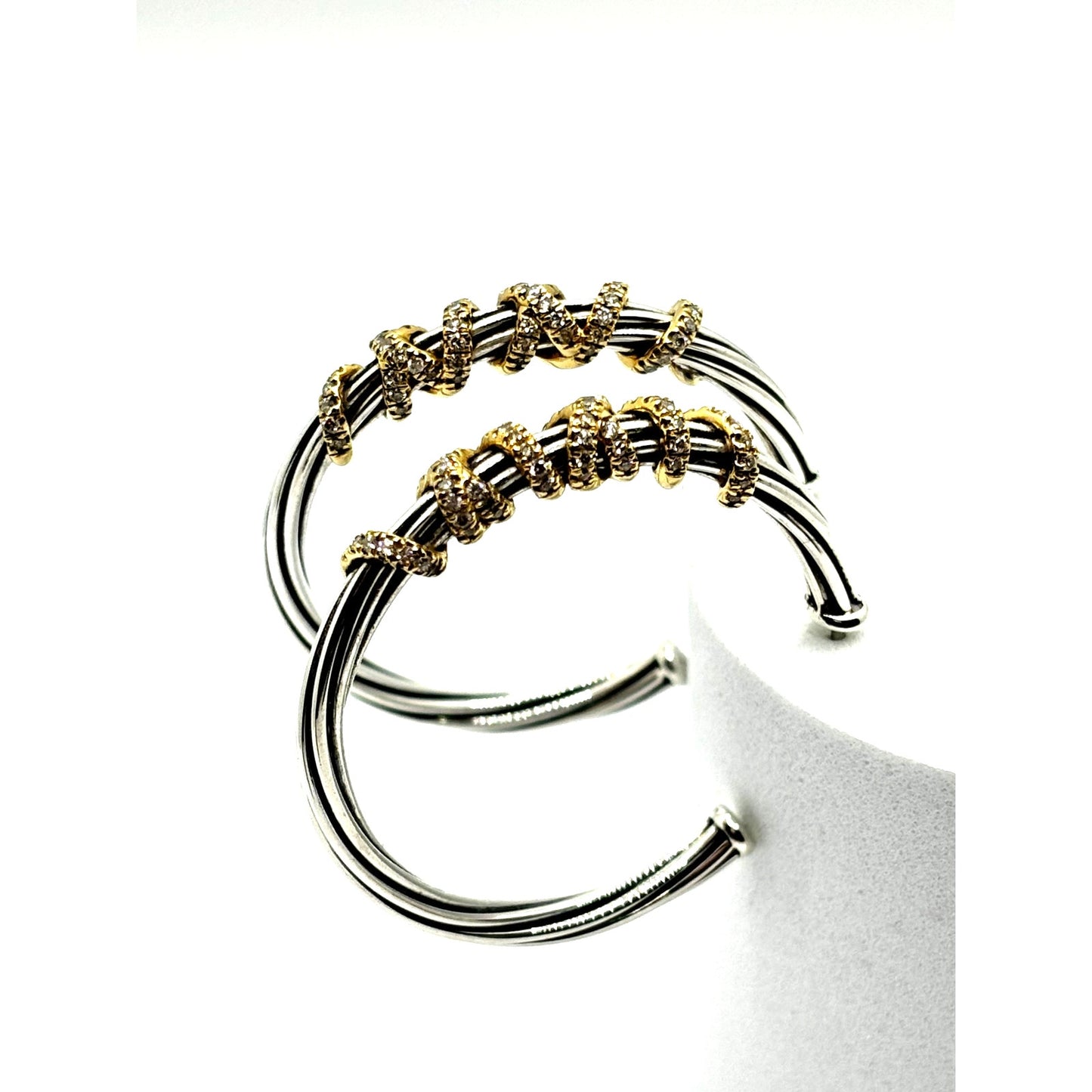 DAVID YURMAN Rare Helena Large Hoop Earrings with Diamonds and 18K Gold