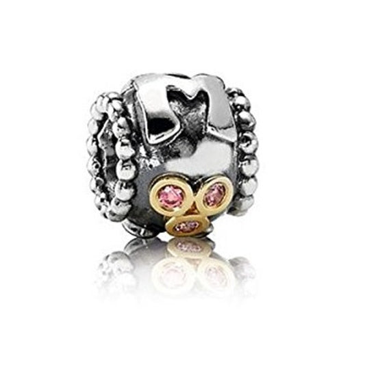 PANDORA 14k Gold & Sterling Silver Mom Charm with Pink CZ - 790574CZS