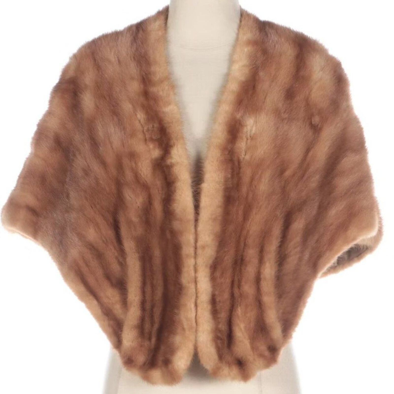 DAVIDSON Vintage Honey Brown Mink Fur Stole & Hat