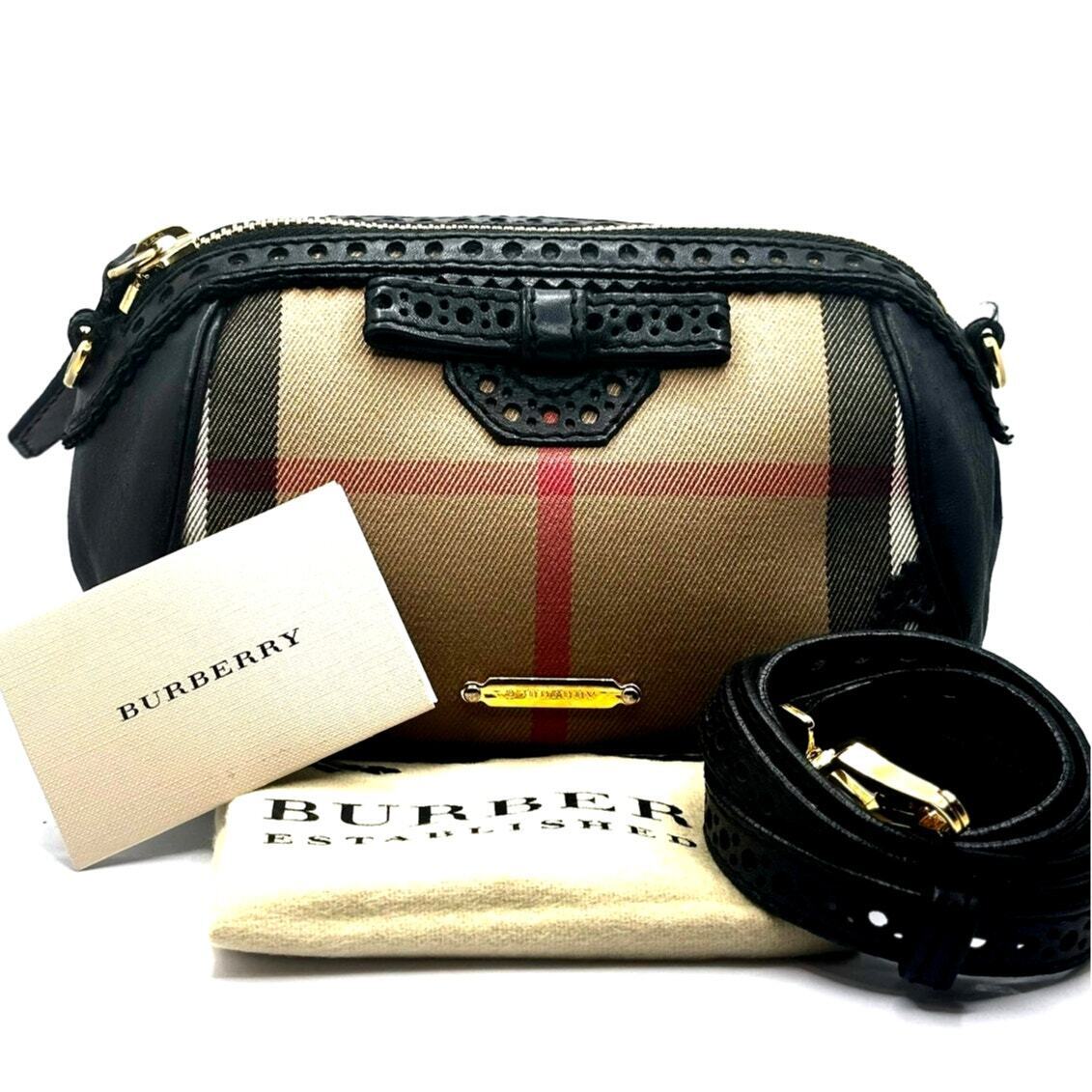 BURBERRY Women's House Check Perforated Leather Crossbody Bag