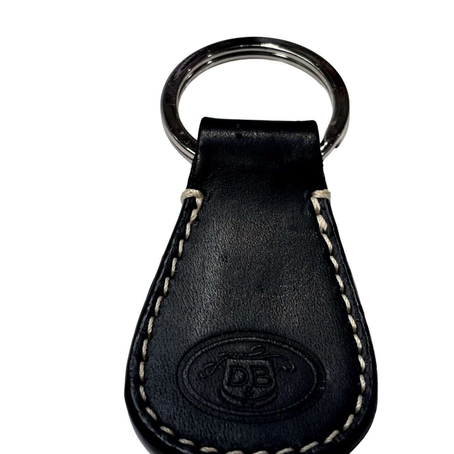 Black Leather Logo Keyring Tag