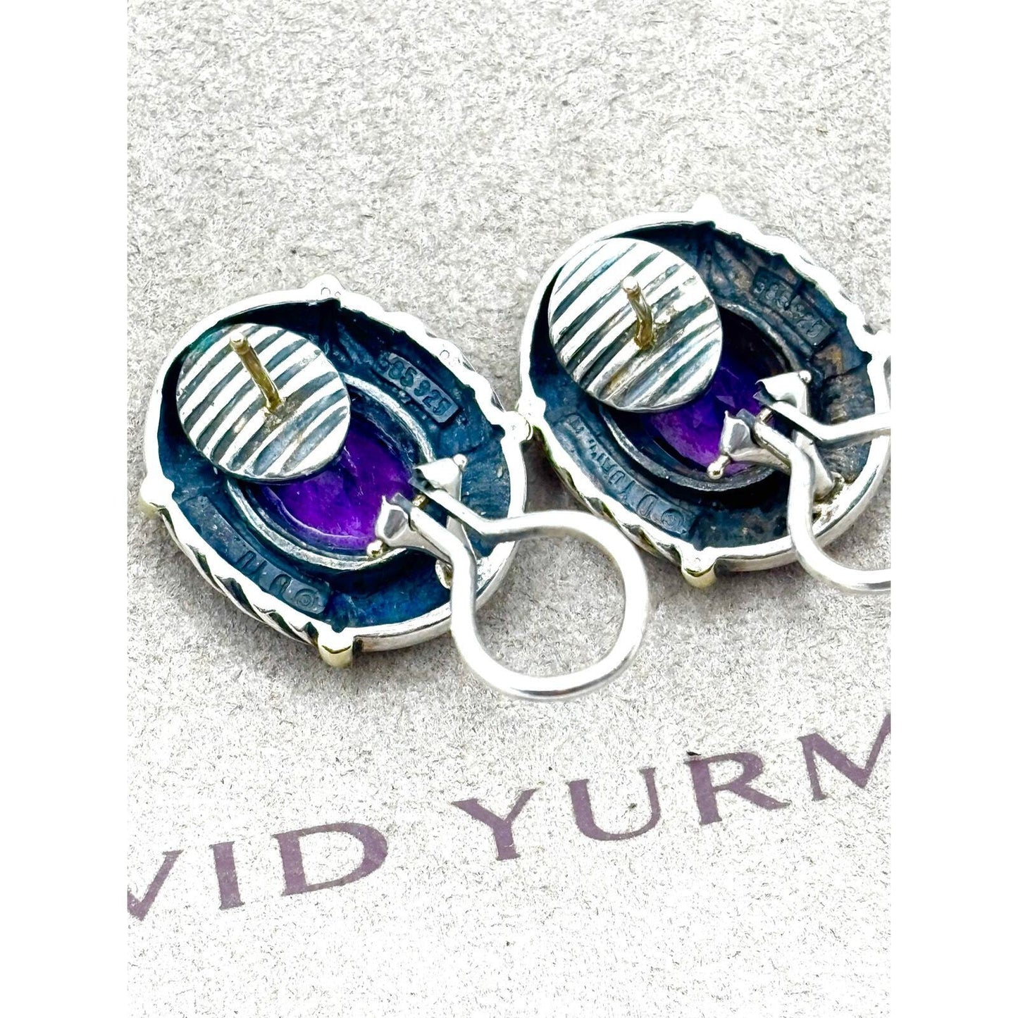 DAVID YURMAN 14K Gold & 925 Silver Oval Albion Amethyst Earrings