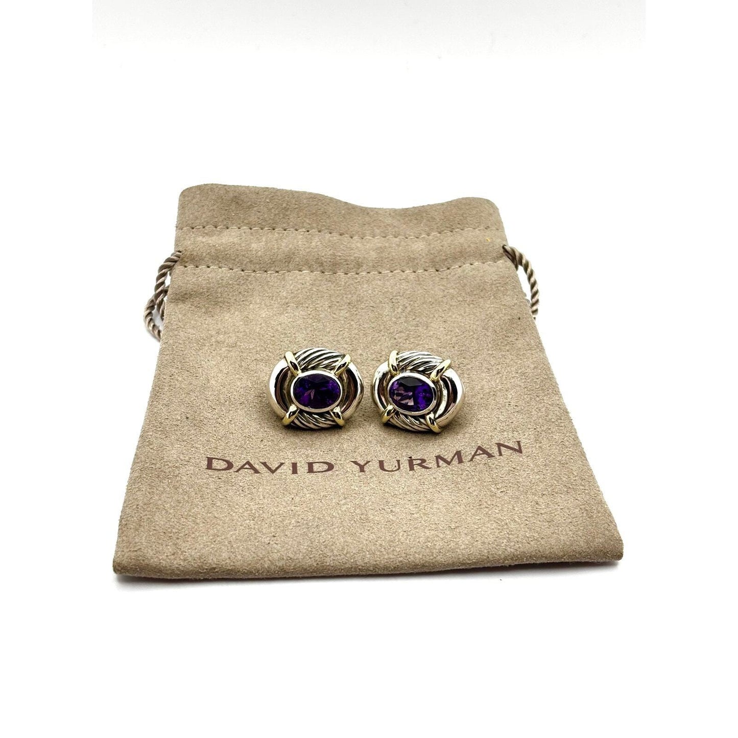 DAVID YURMAN 14K Gold & 925 Silver Oval Albion Amethyst Earrings