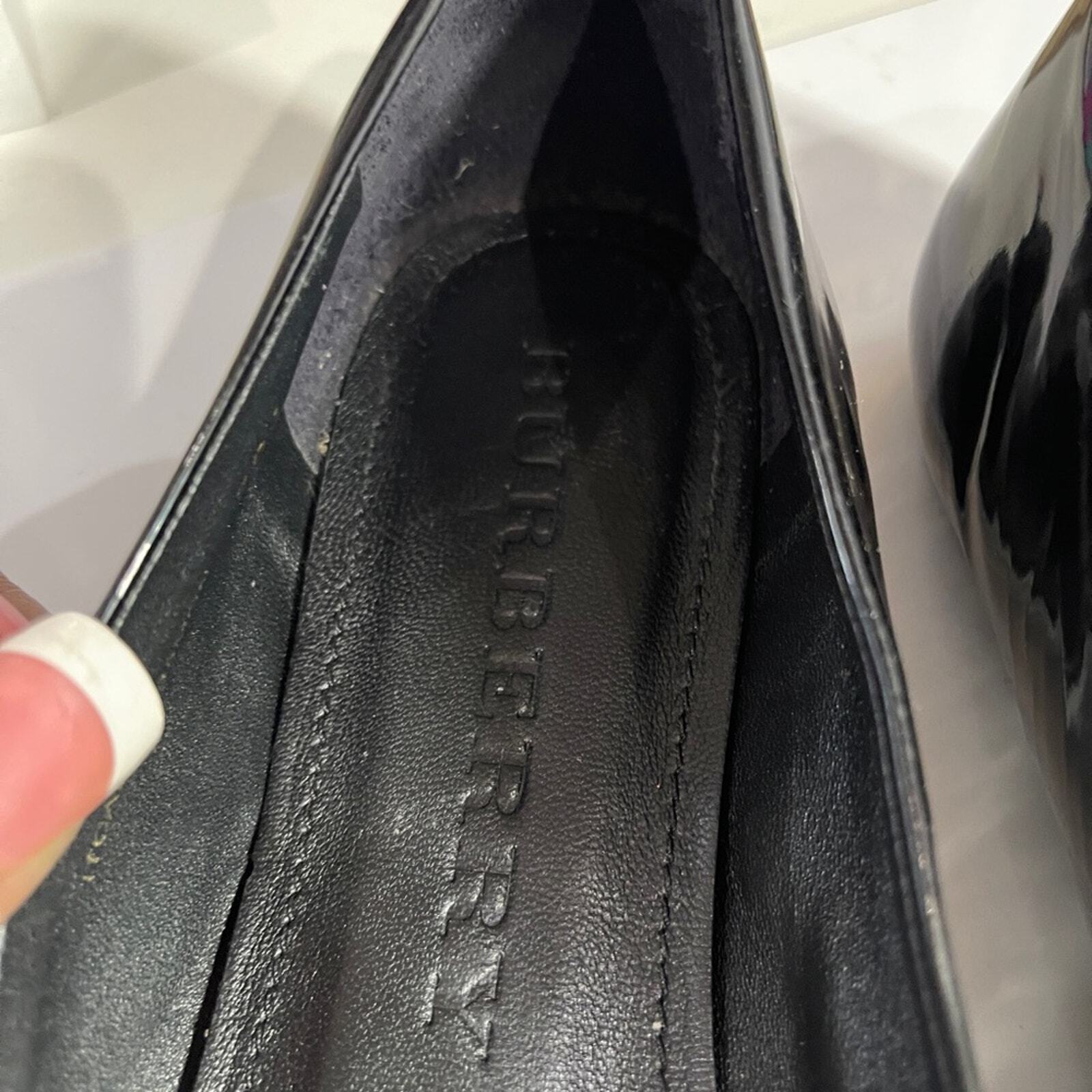 BURBERRY Nova Check Patent Leather Ribbon Ballet Flats Sz 38.5