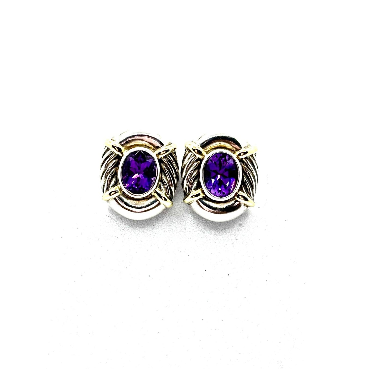 DAVID YURMAN 14K Gold & 925 Silver Oval Albion Amethyst Earrings