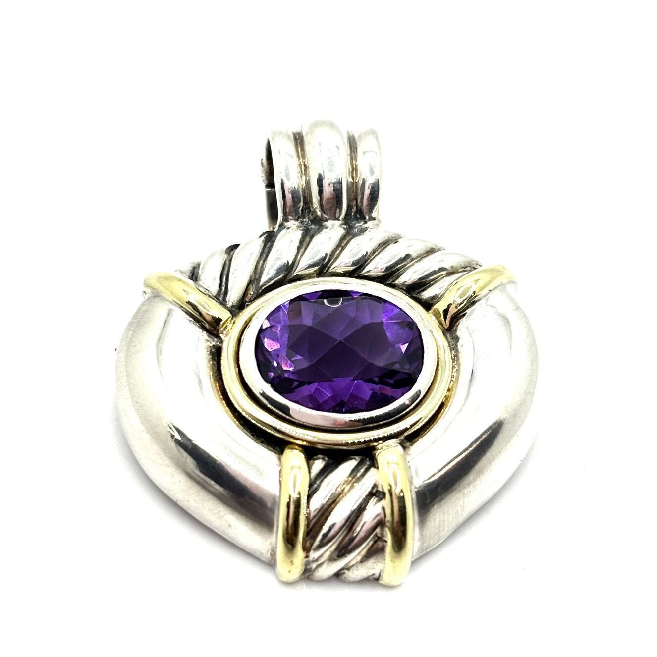 DAVID YURMAN 14K Gold & 925 Silver Renaissance Amethyst Enhancer Clip-On Pendant