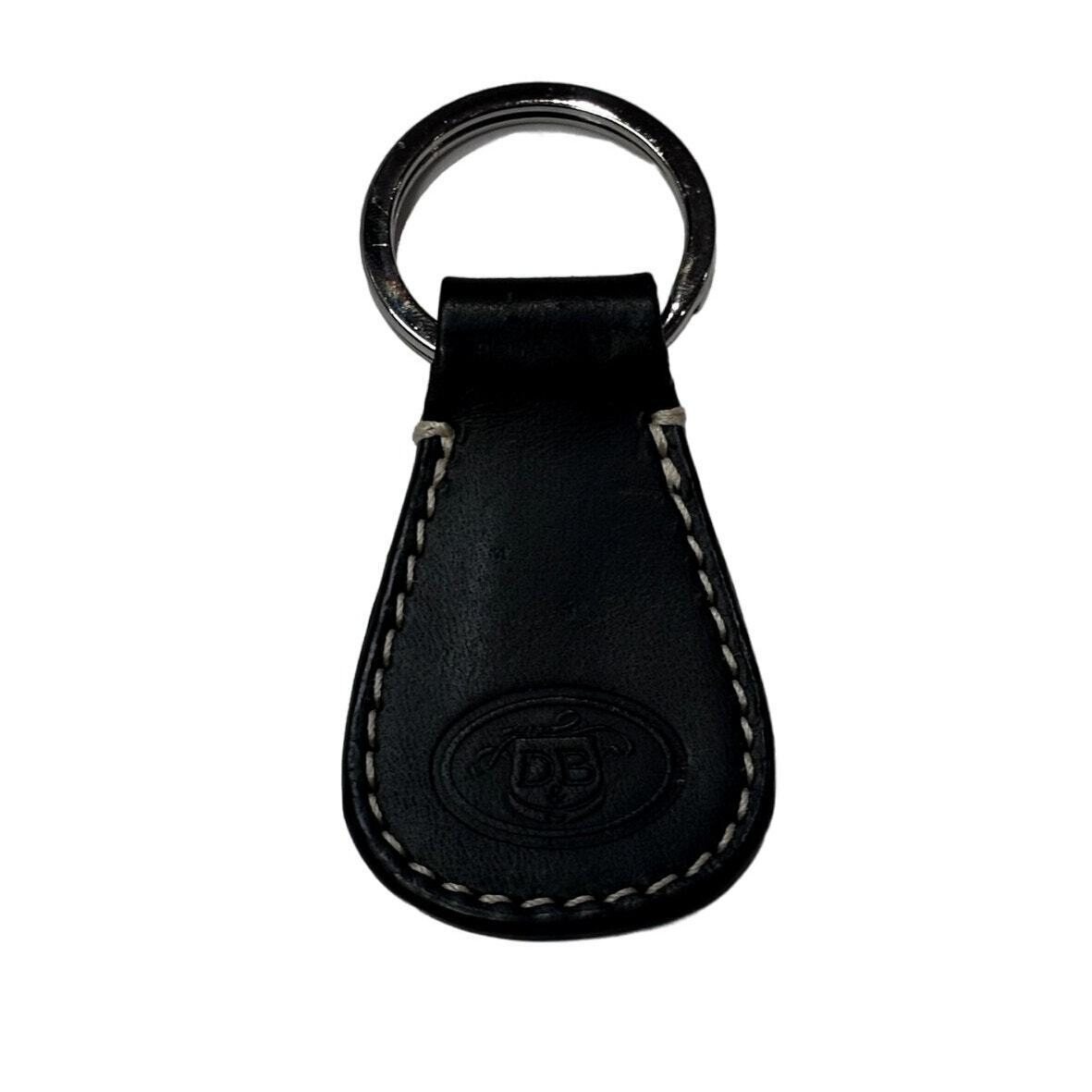 Black Leather Logo Keyring Tag