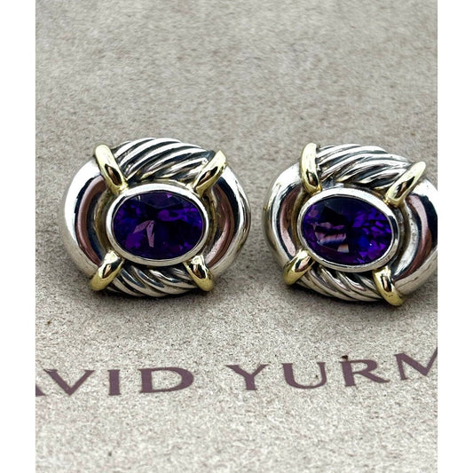 DAVID YURMAN 14K Gold & 925 Silver Oval Albion Amethyst Earrings