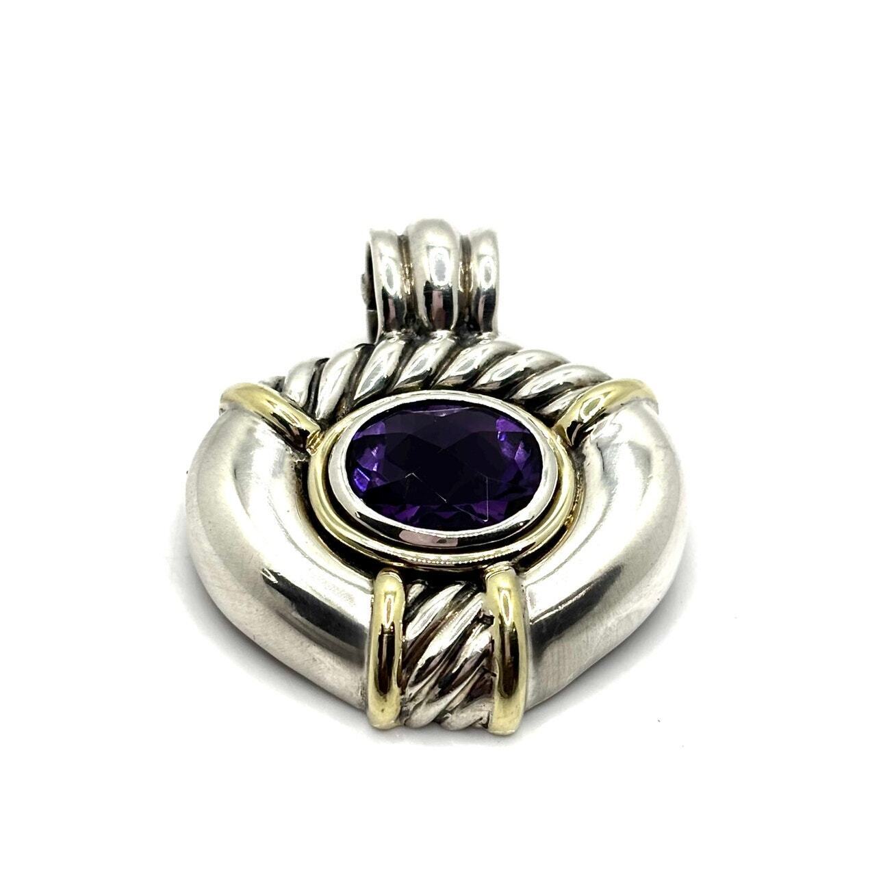 DAVID YURMAN 14K Gold & 925 Silver Renaissance Amethyst Enhancer Clip-On Pendant