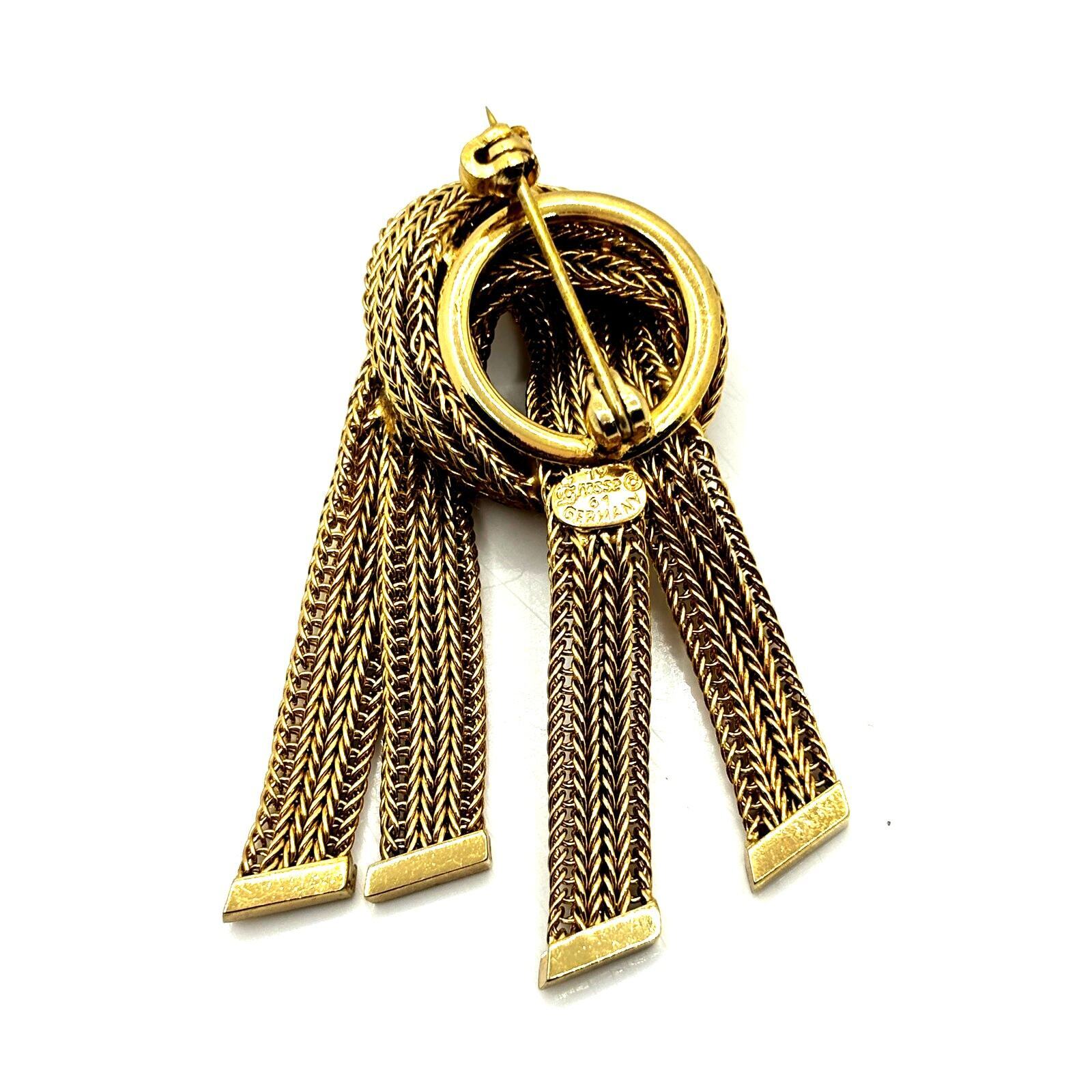 CHRISTIAN DIOR Grosse 1958 Vintage Rosette Knot Rope Tie Brooch