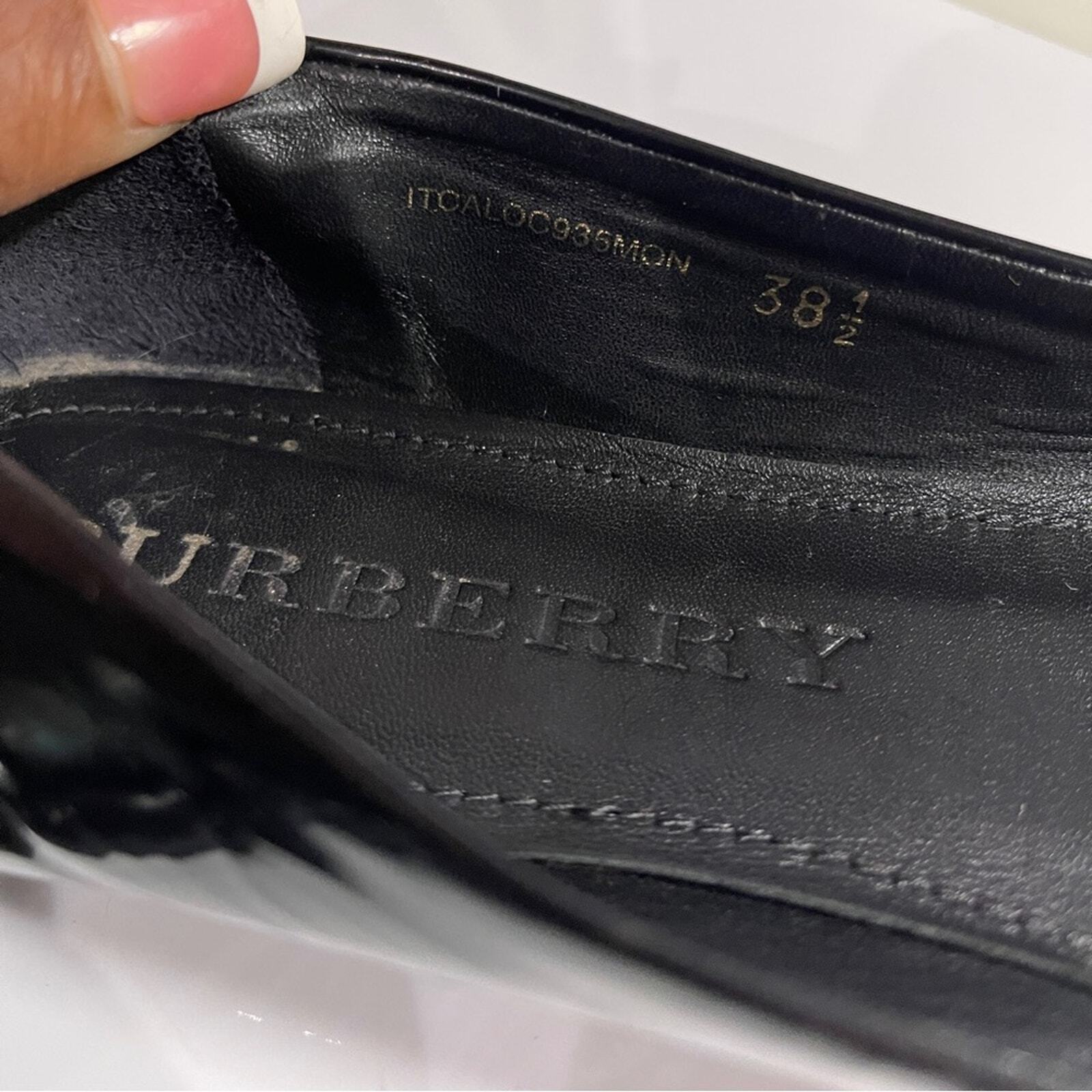 BURBERRY Nova Check Patent Leather Ribbon Ballet Flats Sz 38.5