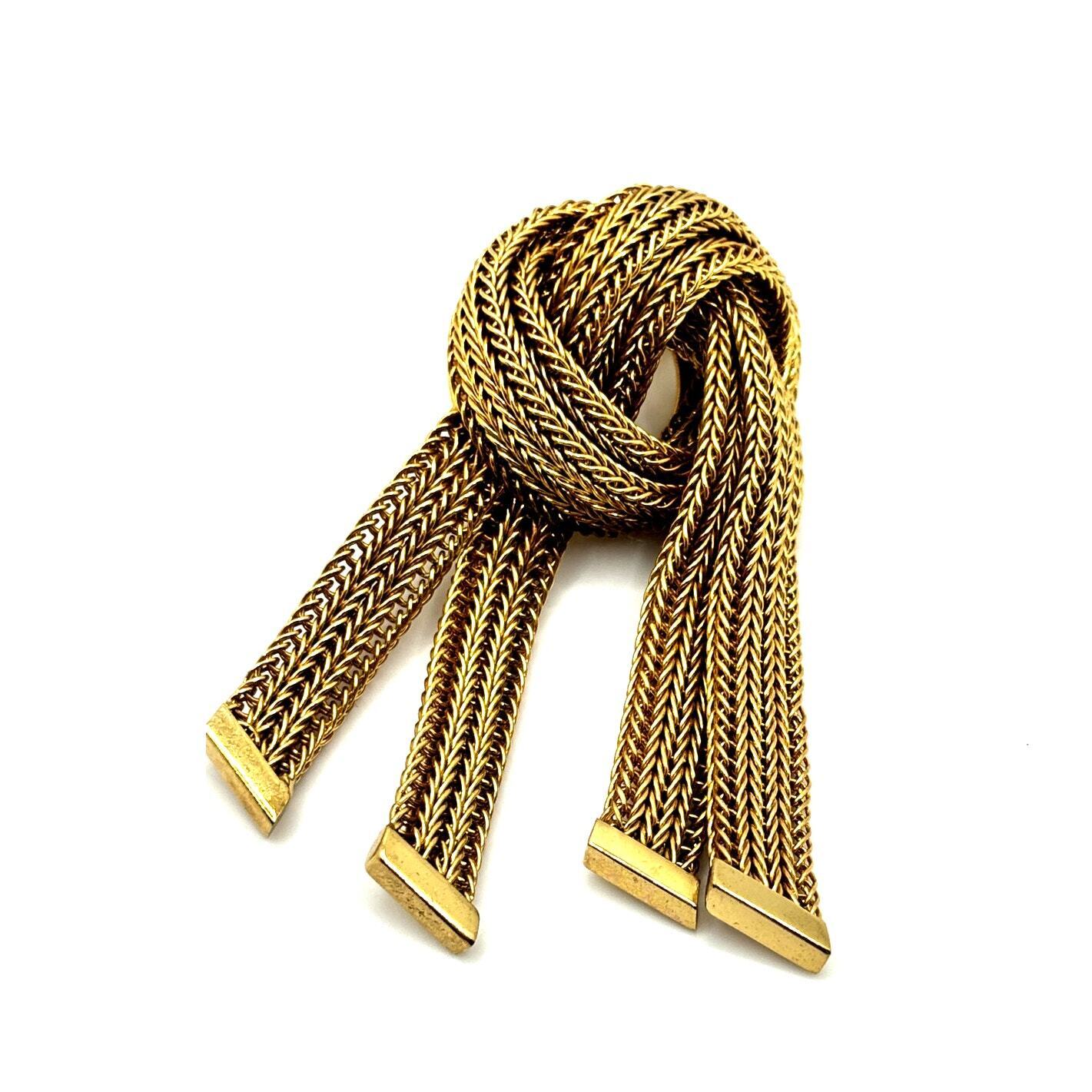 CHRISTIAN DIOR Grosse 1958 Vintage Rosette Knot Rope Tie Brooch