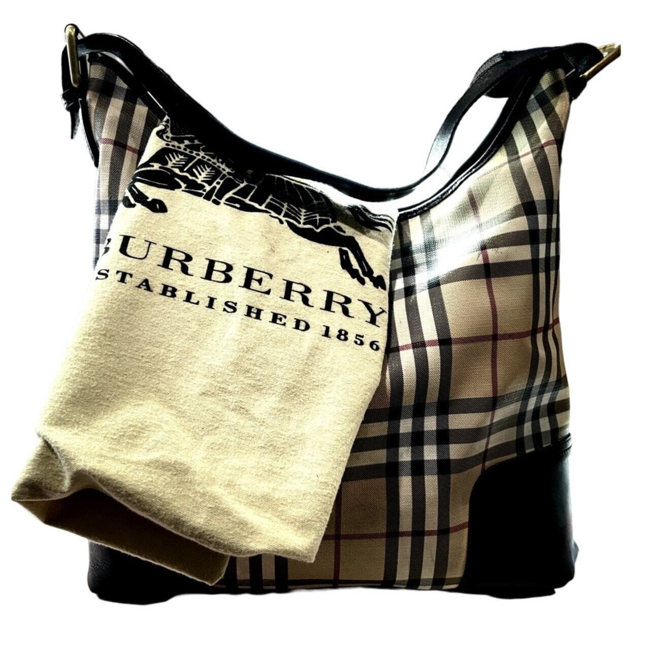 BURBERRY London Vintage Nova Check Coated Canvas Large Shoulder Bag