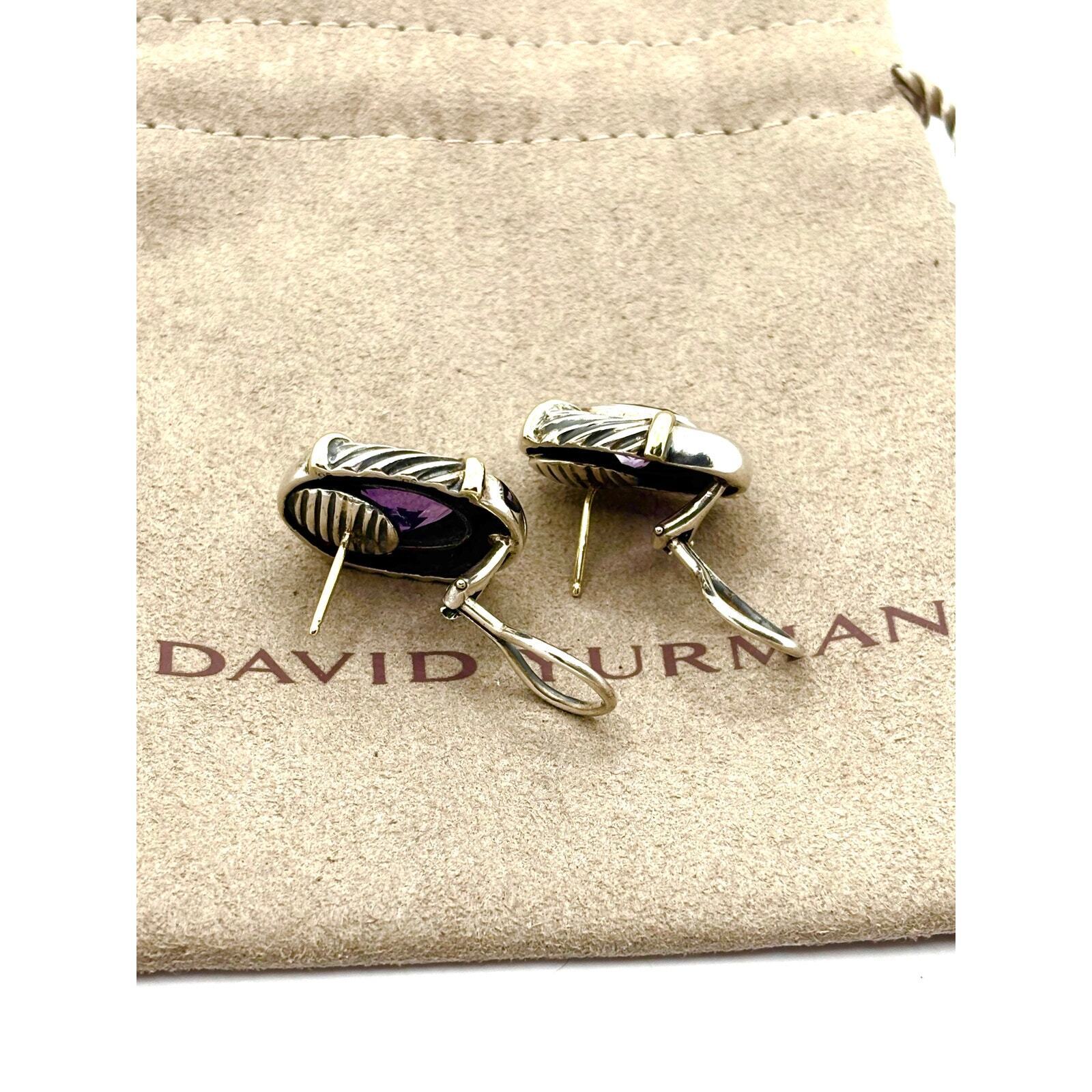 DAVID YURMAN 14K Gold & 925 Silver Oval Albion Amethyst Earrings