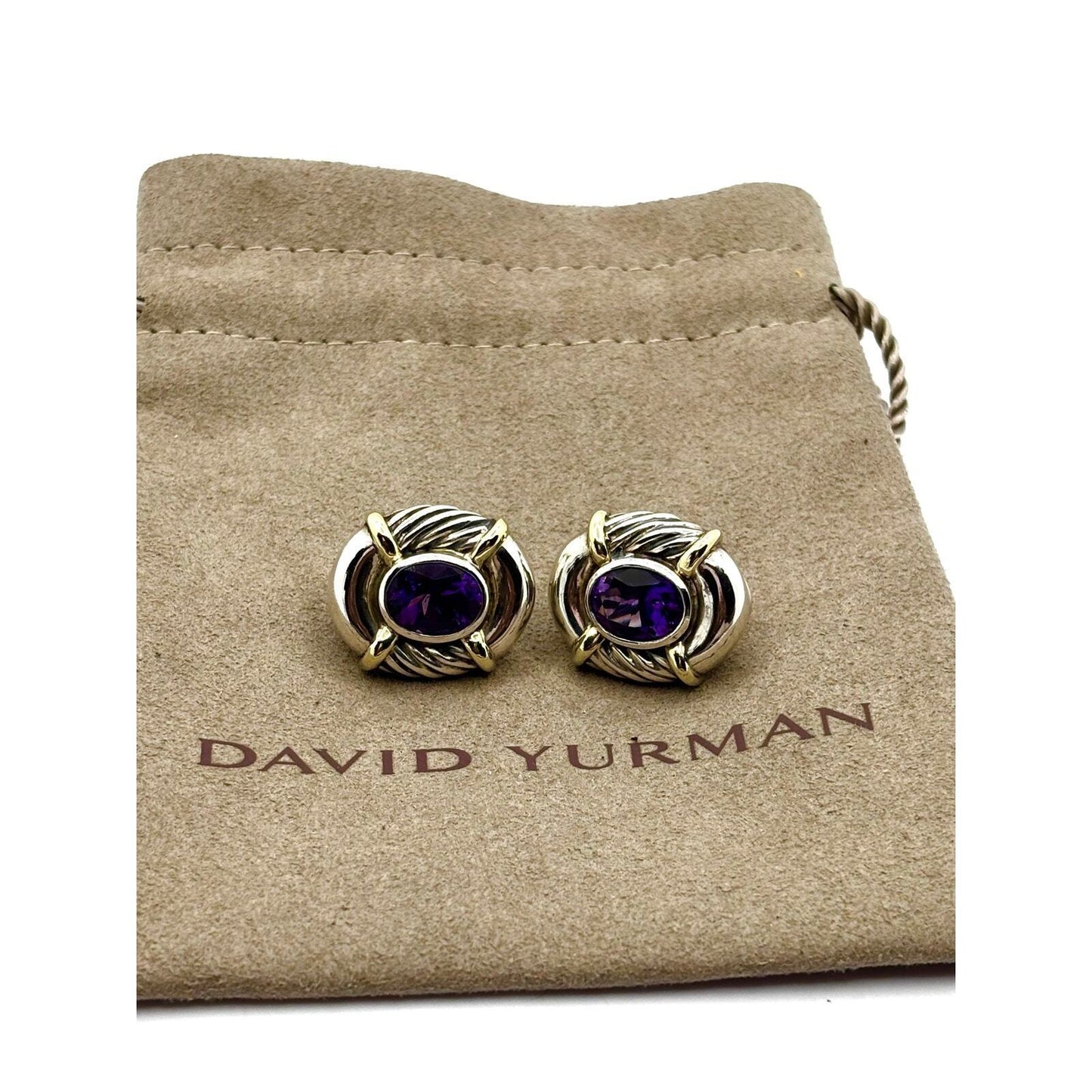 DAVID YURMAN 14K Gold & 925 Silver Oval Albion Amethyst Earrings