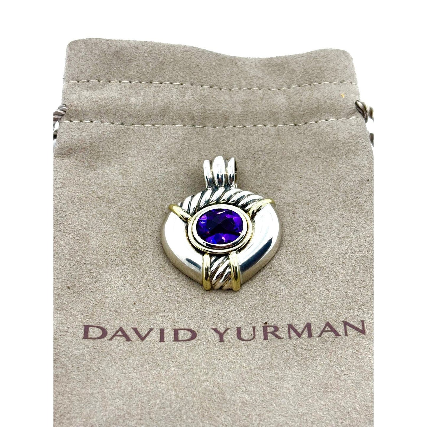 DAVID YURMAN 14K Gold & 925 Silver Renaissance Amethyst Enhancer Clip-On Pendant