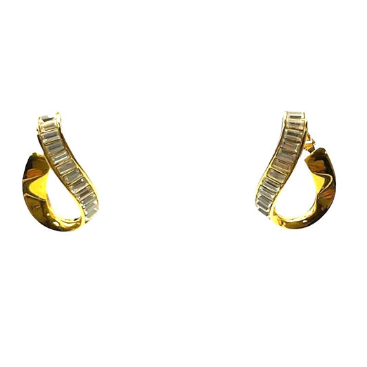 SWAROVSKI Crystal Women's Vintage Baguette Gold-Plated Twist Earrings