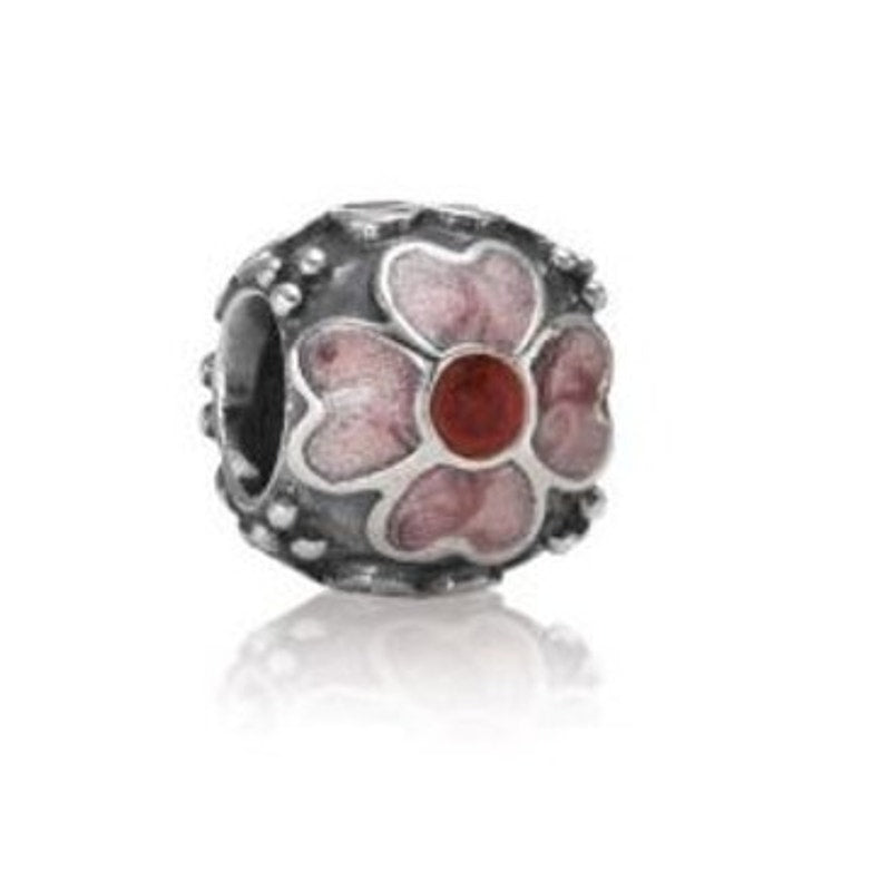 PANDORA Sterling Silver Daisy Flower with Red and Pink Enamel Bead - 790433ER