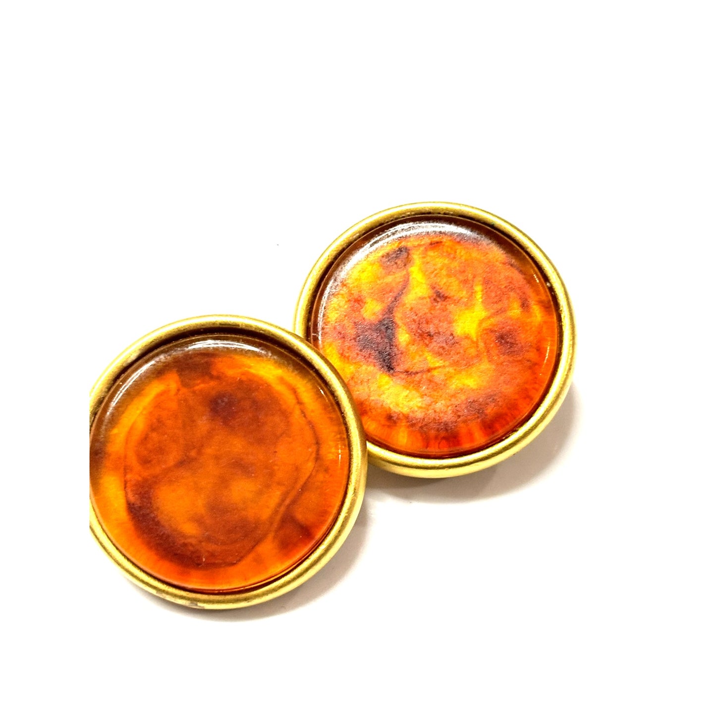 GIVENCHY Vintage 80s Paris New York Button Faux Amber Earrings