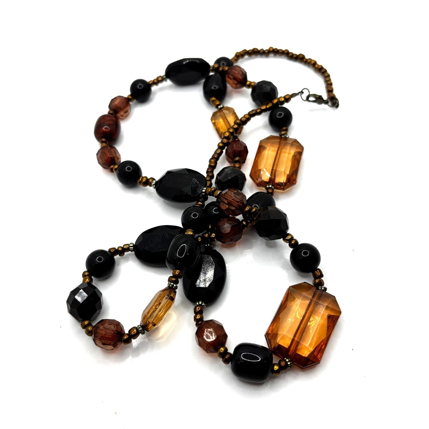 LIZ CLAIBORNE Women’s Faux Amber & Brown Stones Necklace 36”