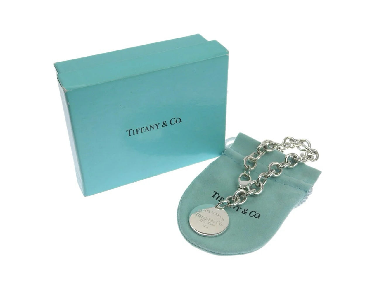 Tiffany & Co Sterling Silver Round Tag Charm Bracelet