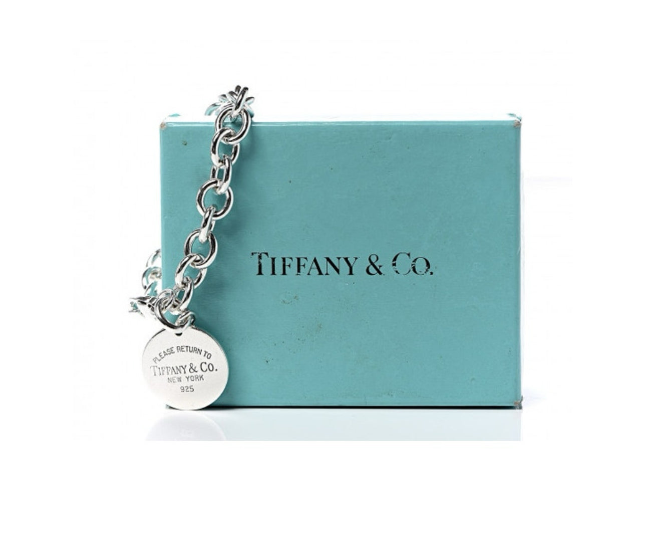 Tiffany & Co Sterling Silver Round Tag Charm Bracelet