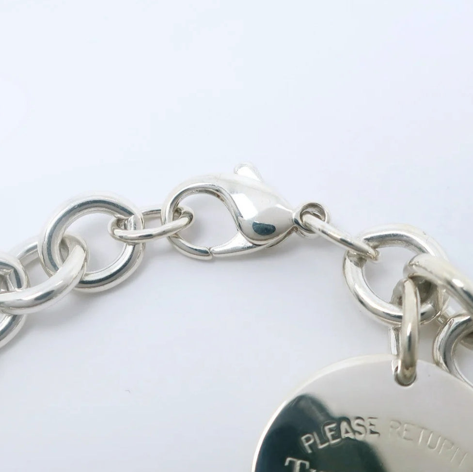 Tiffany & Co Sterling Silver Round Tag Charm Bracelet