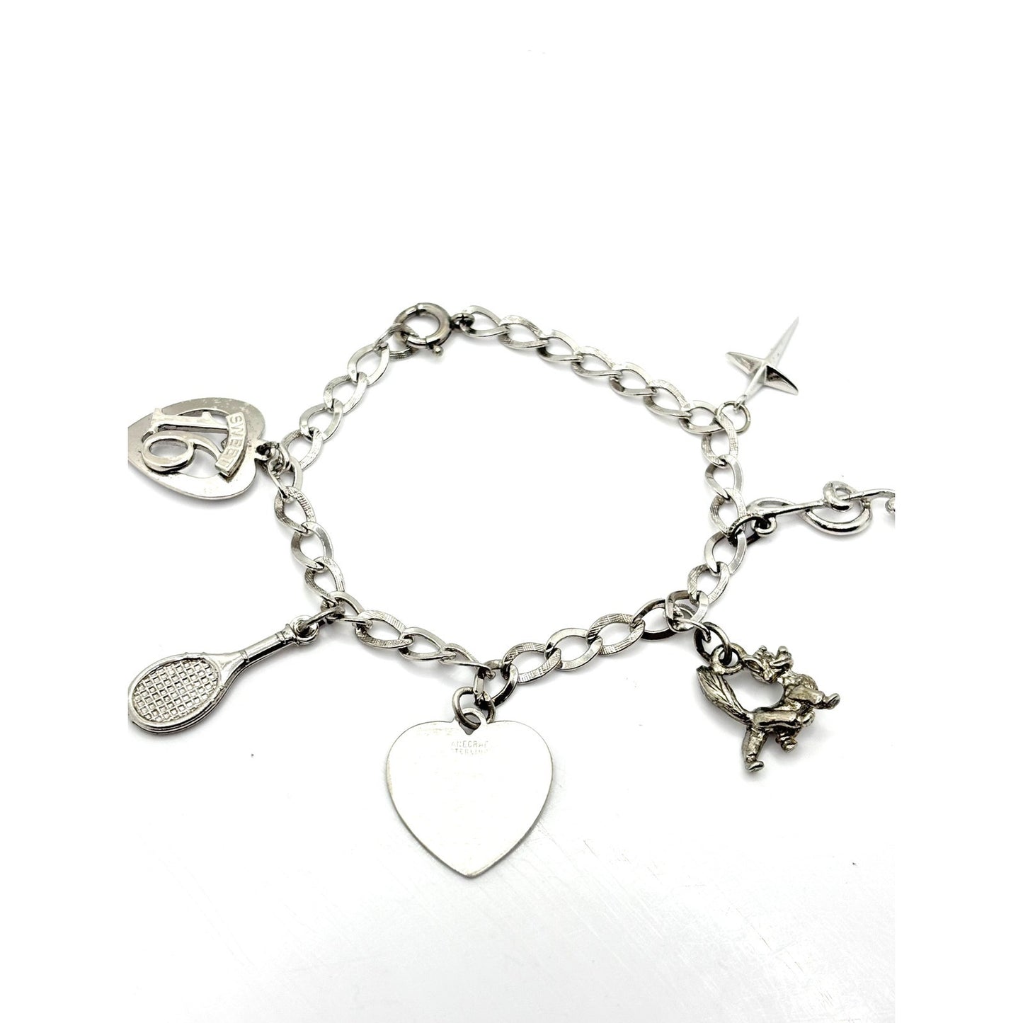 VINTAGE Sterling Silver Sweet 16 Themed Multi Charm Bracelet