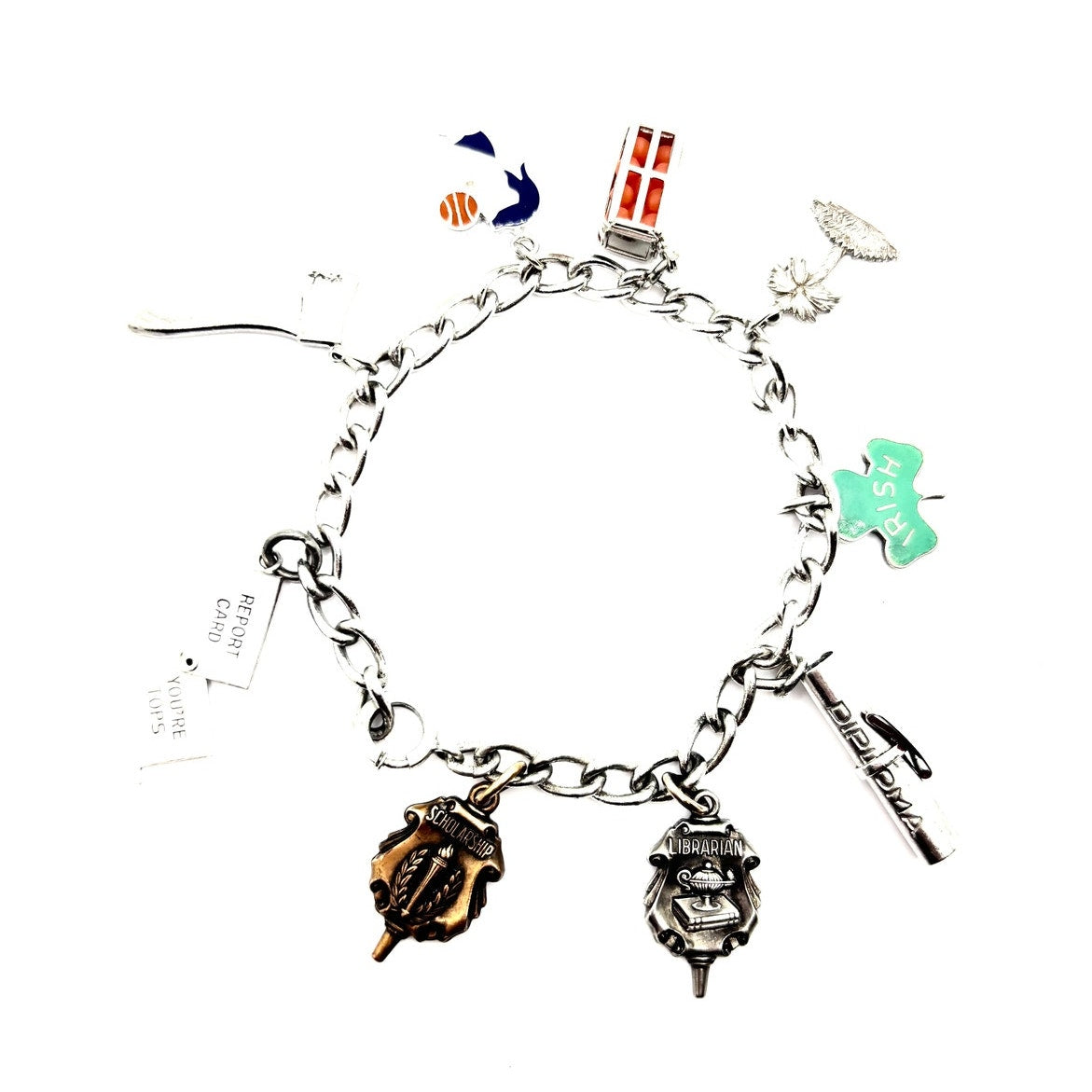 VINTAGE P&B Graduation Themed Sterling Silver Multi Charm Bracelet