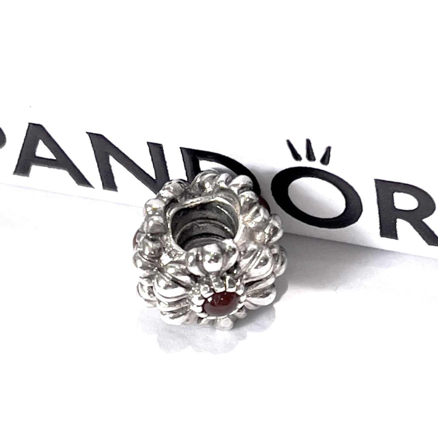 PANDORA Retired Sterling Silver January Garnet Blooms Birthday - 790580GR