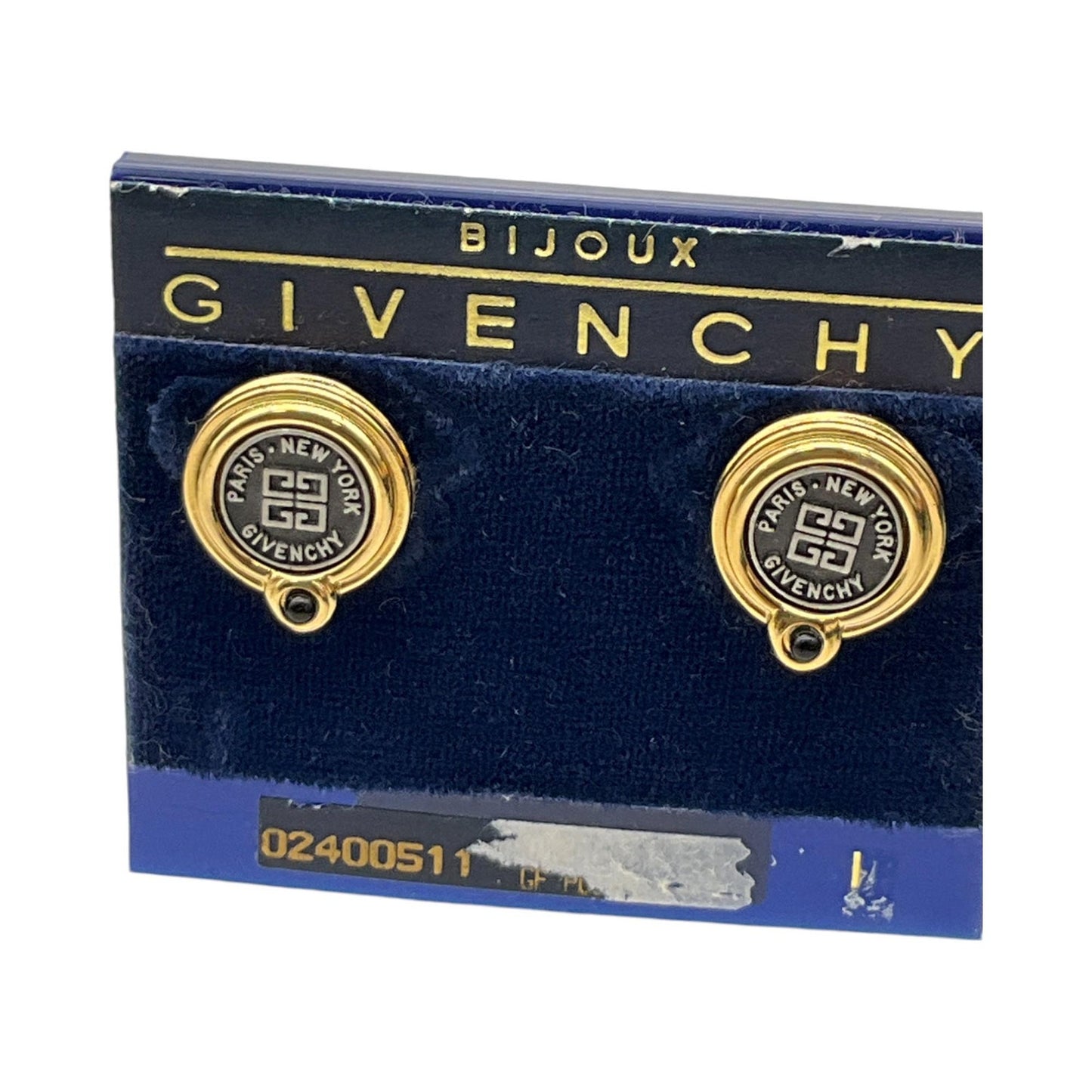 GIVENCHY Paris New York Vintage 1980s Two-Tone Lapis Logo Earrings