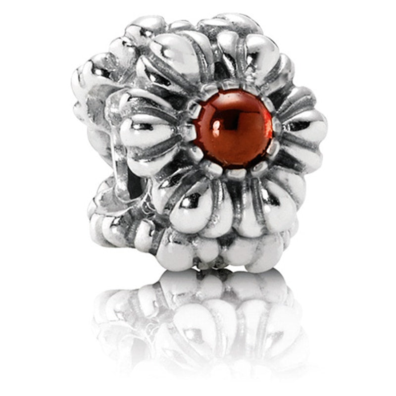 PANDORA Retired Sterling Silver January Garnet Blooms Birthday - 790580GR