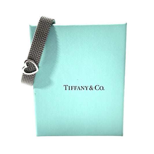 TIFFANY & CO. Italian Stainless Steel Somerset Heart Stretch Reversible Bracelet