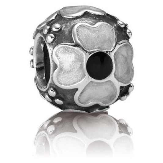 PANDORA Retired Sterling Silver Daisy Flower with White Enamel Bead - 790433EW