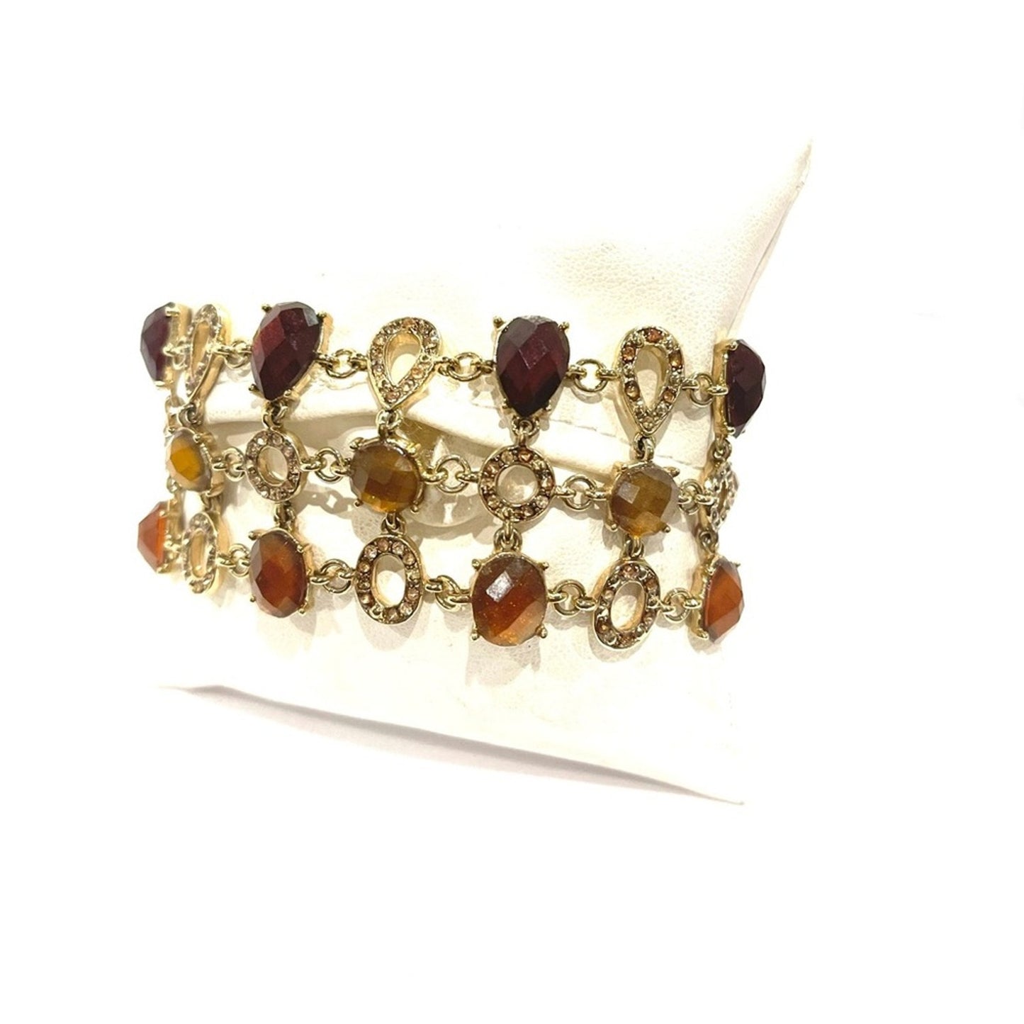 LIZ CLAIBORNE Vintage Amber Jeweled Multi Strand Toggle Bracelet