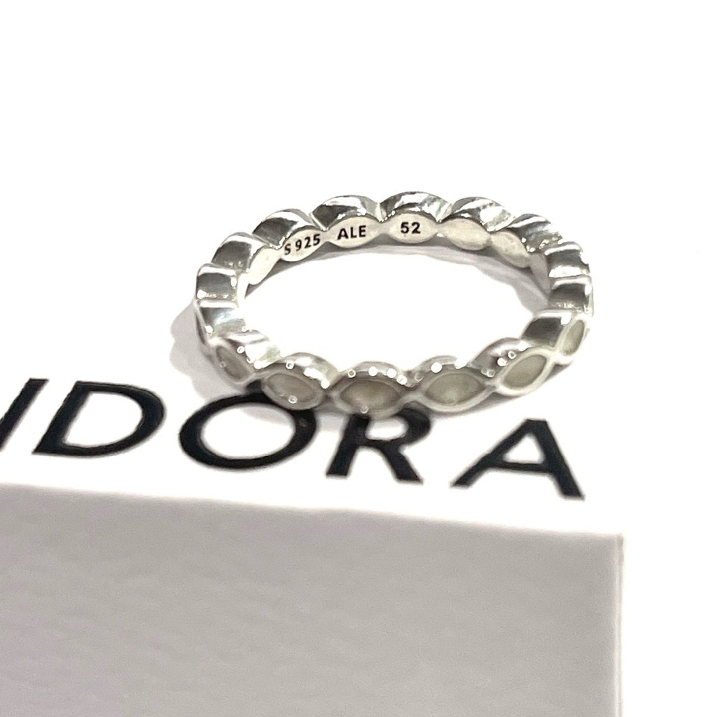 PANDORA Sterling Silver Faith Stackable Ring with White Enamel - 190884EN23