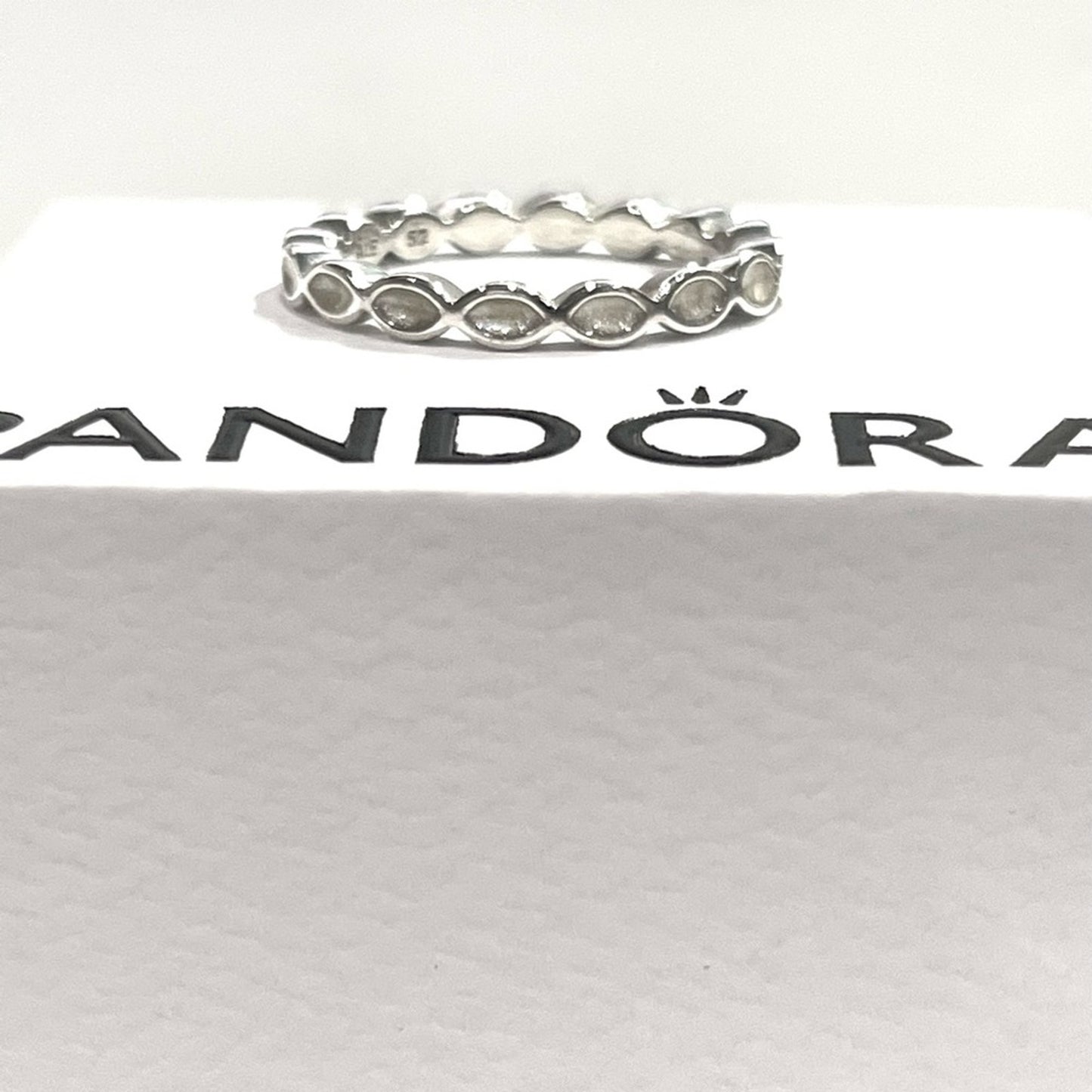 PANDORA Sterling Silver Faith Stackable Ring with White Enamel - 190884EN23