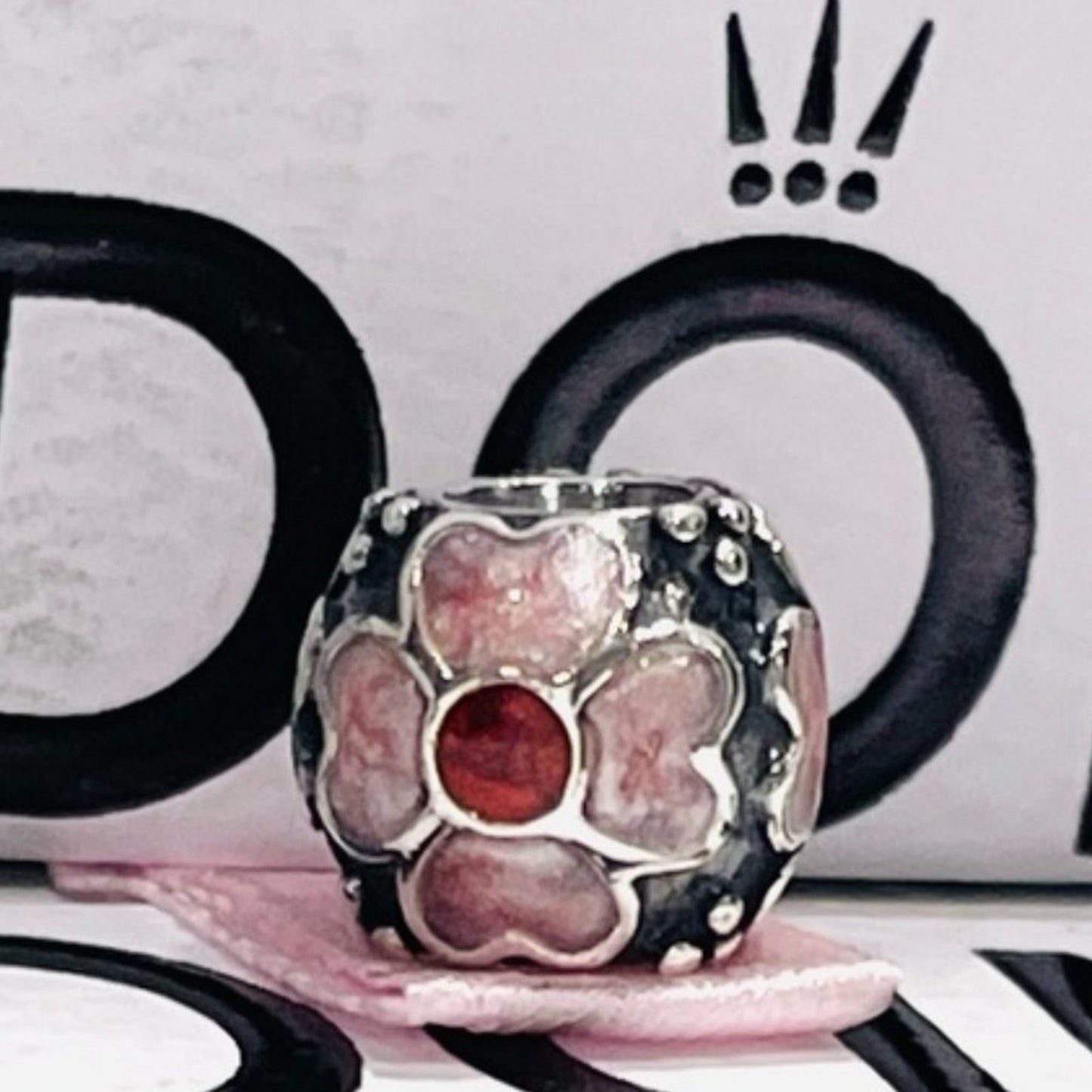 PANDORA Sterling Silver Daisy Flower with Red and Pink Enamel Bead - 790433ER