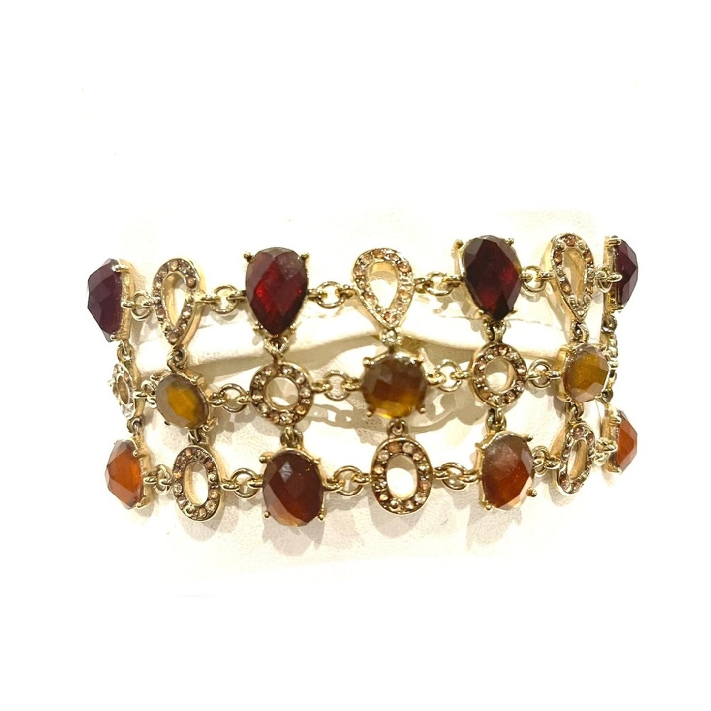 LIZ CLAIBORNE Vintage Amber Jeweled Multi Strand Toggle Bracelet