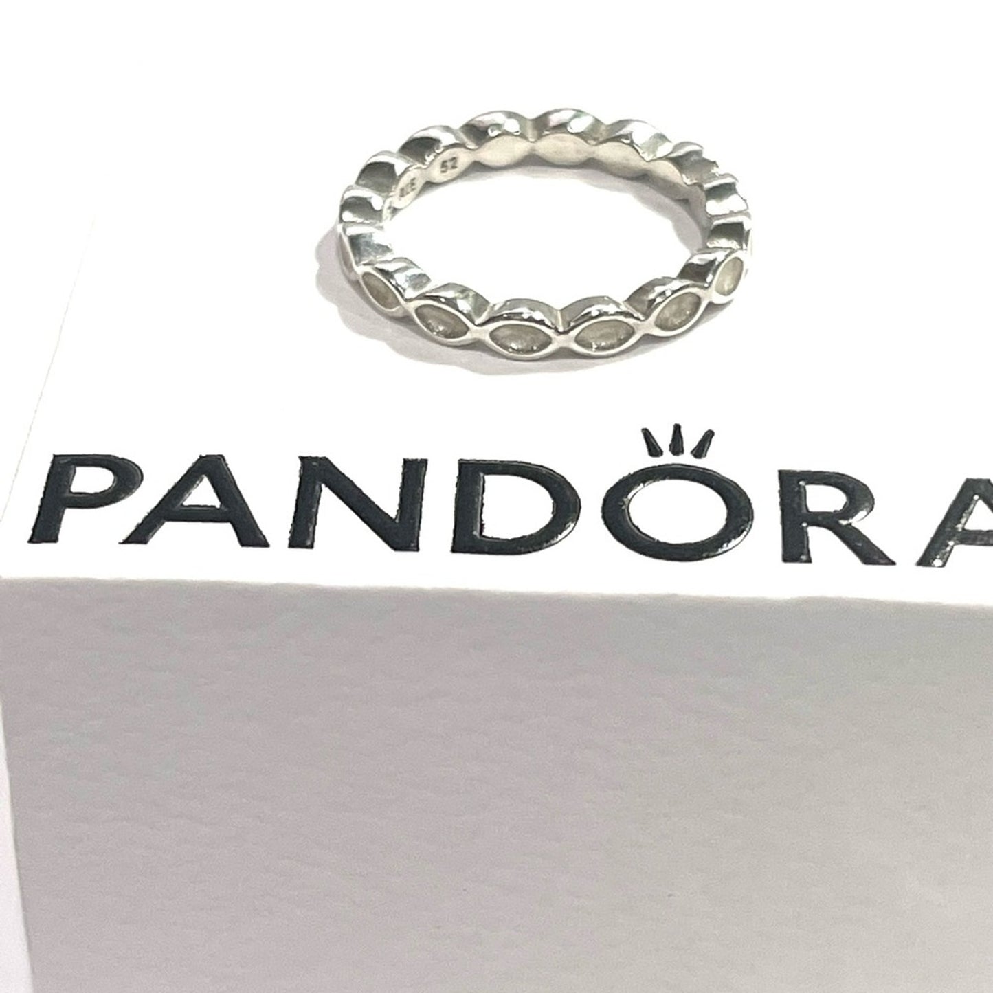 PANDORA Sterling Silver Faith Stackable Ring with White Enamel - 190884EN23